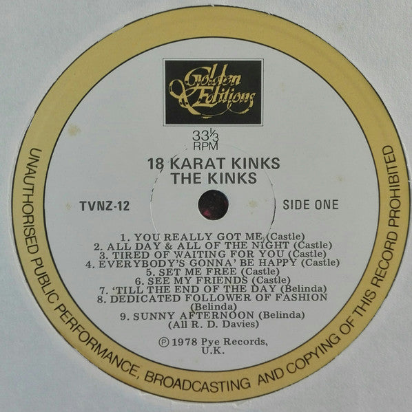 The Kinks : 18 Karat Kinks (LP, Comp, RE)