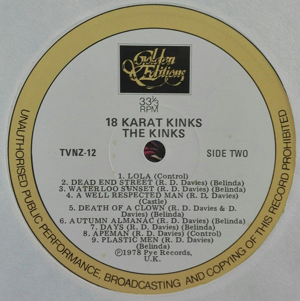 The Kinks : 18 Karat Kinks (LP, Comp, RE)