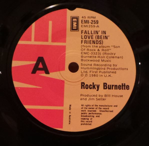 Rocky Burnette : Fallin' In Love (Bein' Friends) (7", Single)