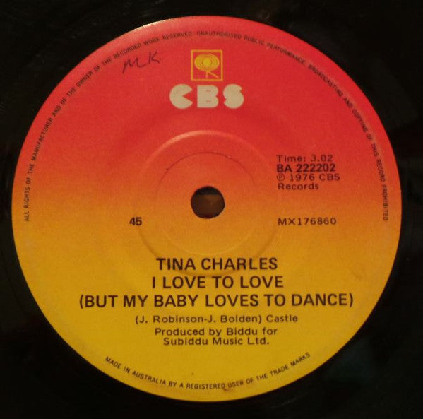 Tina Charles : I Love To Love (But My Baby Loves To Dance) (7", Single)