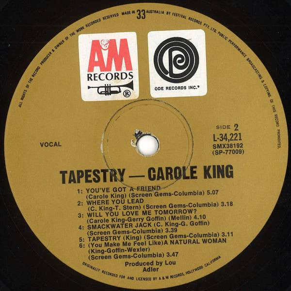 Carole King : Tapestry (LP, Album, RE)