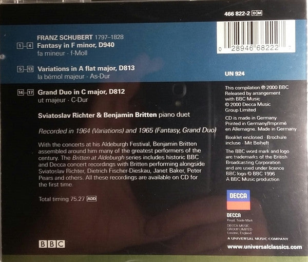 Sviatoslav Richter, Benjamin Britten - Schubert* : Piano Duets (CD, Comp, RM)