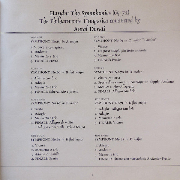 Joseph Haydn - Philharmonia Hungarica, Antal Dorati : Symphonies 65-72 (4xLP + Box)