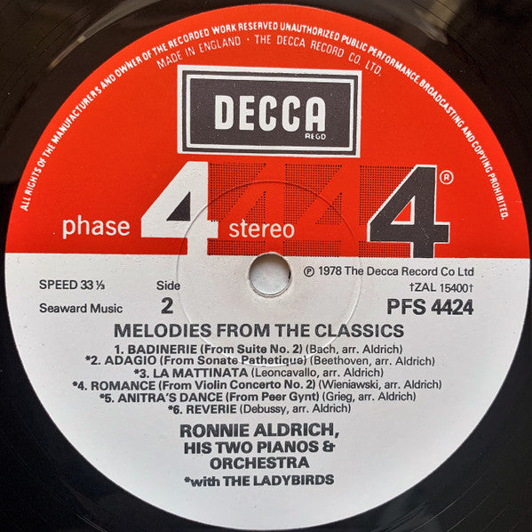 Ronnie Aldrich His Two Pianos & Orchestra* : Melodies From The Classics (LP)