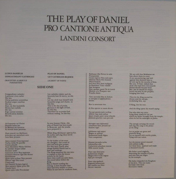 Pro Cantione Antiqua With The Landini Consort : The Play Of Daniel (LP)
