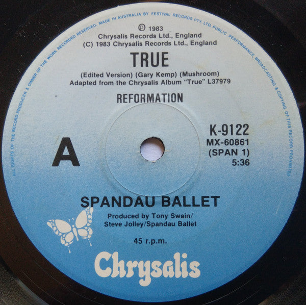 Spandau Ballet : True (7", Single)