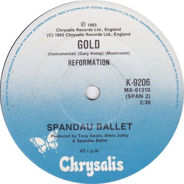 Spandau Ballet : Gold (7", Single)