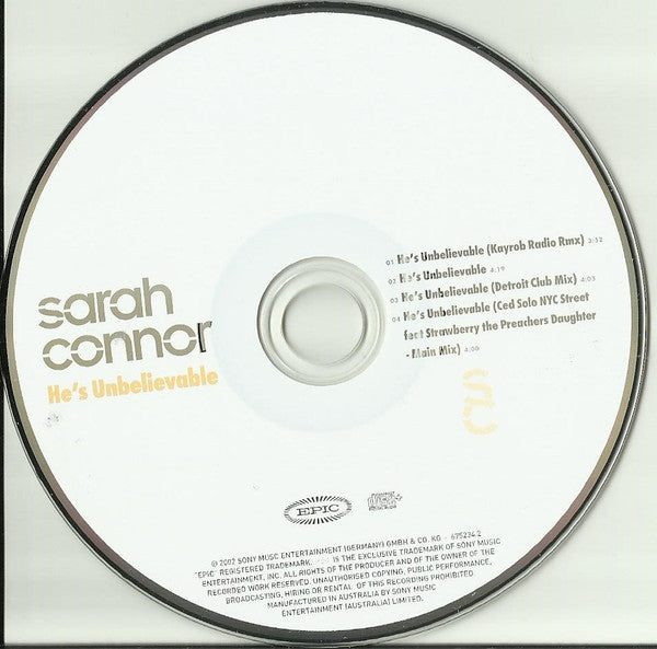 Sarah Connor : He's Unbelievable (CD, Single)