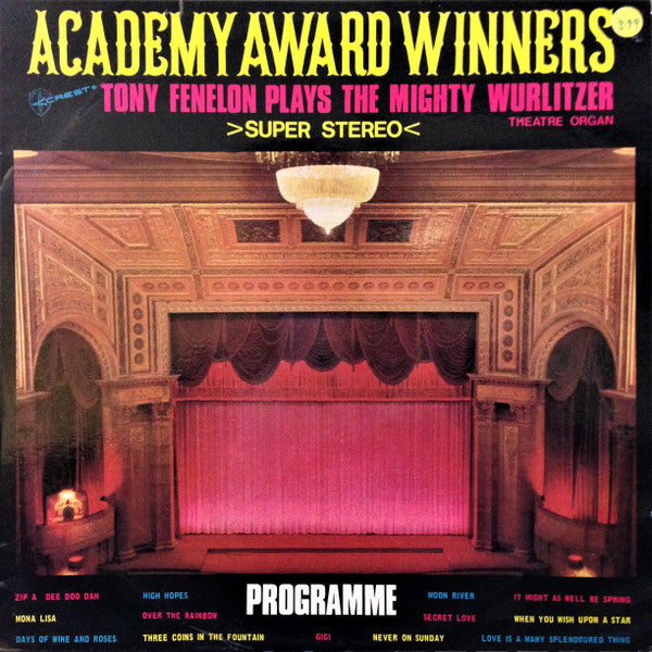 Tony Fenelon : Academy Award Winners. Tony Fenelon Plays The Mighty Wurlitzer Theatre Organ (LP, Album, Sup)