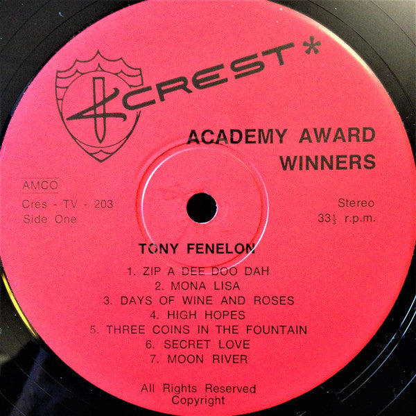 Tony Fenelon : Academy Award Winners. Tony Fenelon Plays The Mighty Wurlitzer Theatre Organ (LP, Album, Sup)