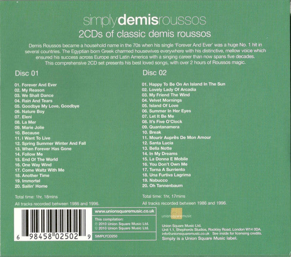 Demis Roussos : Simply Demis Roussos (2xCD, Comp)