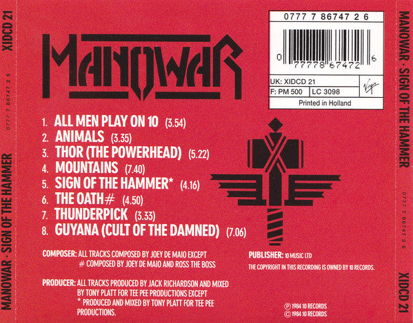 Manowar : Sign Of The Hammer (CD, Album, RP)