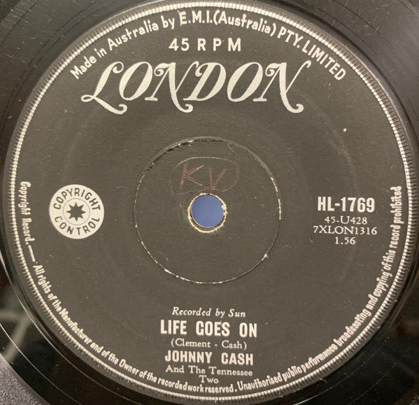 Johnny Cash : Oh Lonesome Me (7", Single)