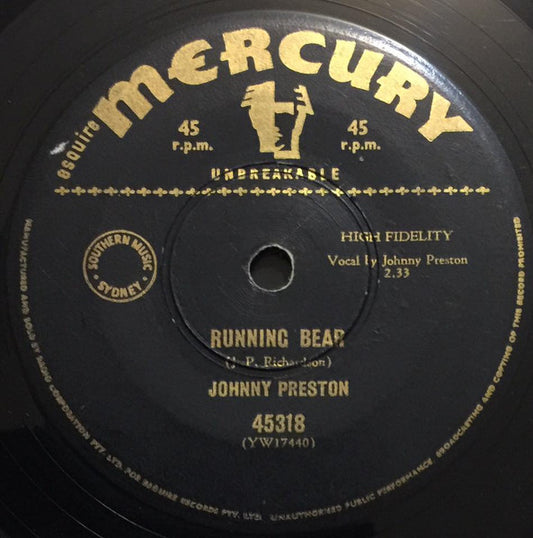 Johnny Preston : Running Bear / My Heart Knows (7", Single)