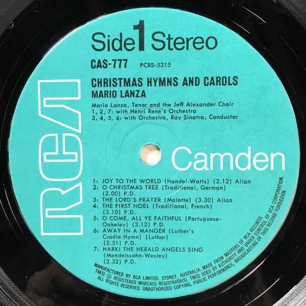 Mario Lanza : Christmas Hymns And Carols (LP, Album, RE)