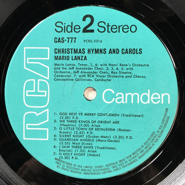 Mario Lanza : Christmas Hymns And Carols (LP, Album, RE)