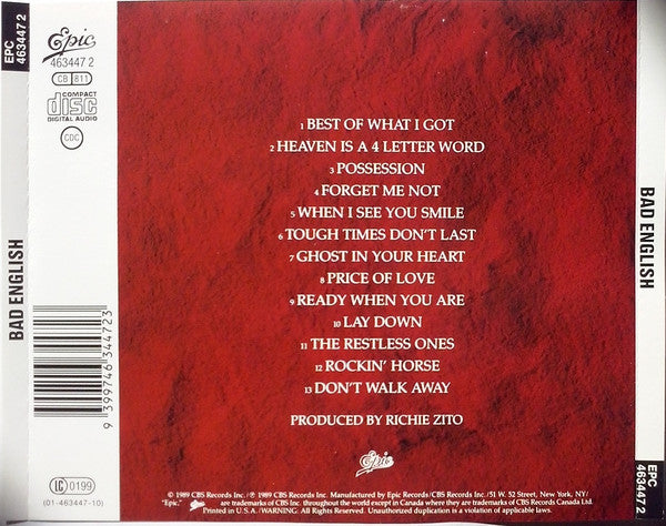 Bad English : Bad English (CD, Album, RE)