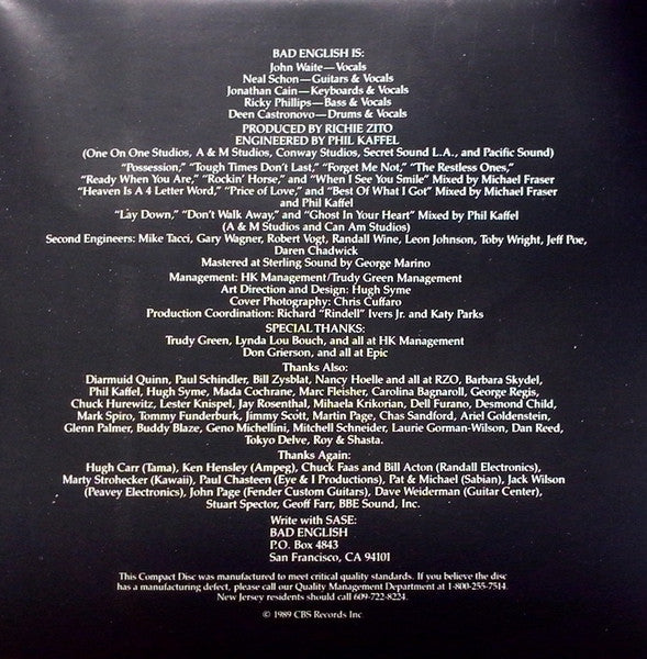 Bad English : Bad English (CD, Album, RE)