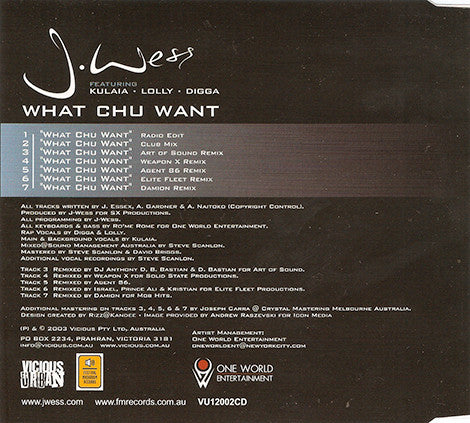 J-Wess Featuring Kulaia • Lolly (8) • Digga (4) : What Chu Want (CD, Maxi)