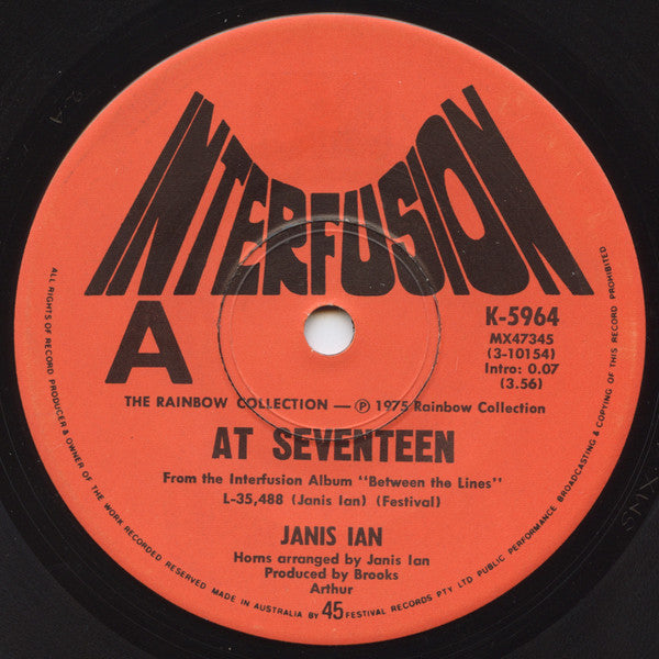 Janis Ian : At Seventeen (7", Single)