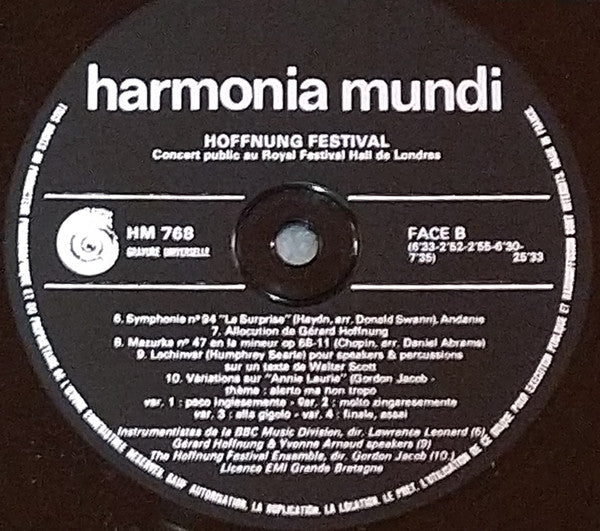 Gerard Hoffnung : I Hoffnung Festival Concert Public Au Royal Festival Hall De Londres (LP, Album)