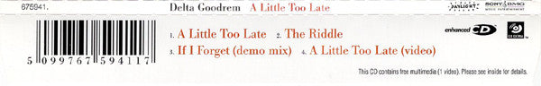 Delta Goodrem : A Little Too Late (CD, Single, Enh)