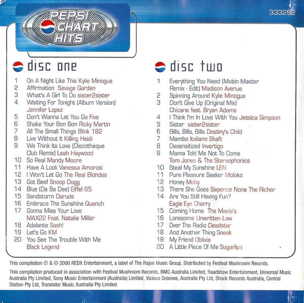 Various : Pepsi Chart Hits Best Of 2000 (2xCD, Comp, Ltd)