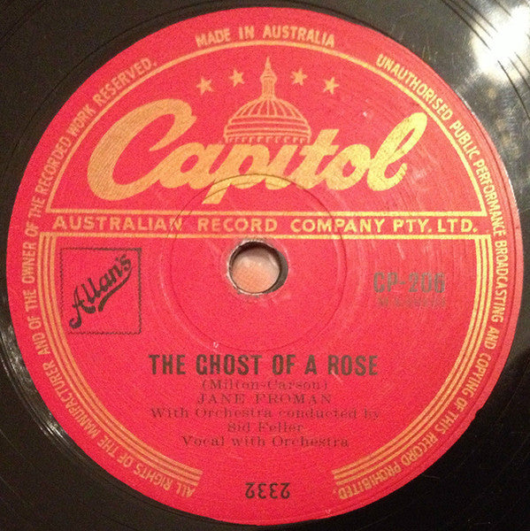 Jane Froman : I Believe / The Ghost Of A Rose (Shellac, 10")