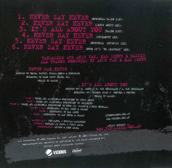 Vandalism (2) : Never Say Never (CD, Single)