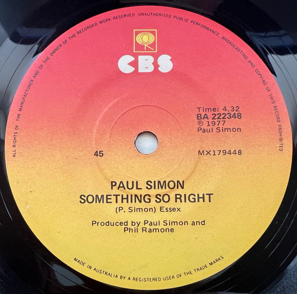 Paul Simon : Slip Slidin' Away (7", Single)