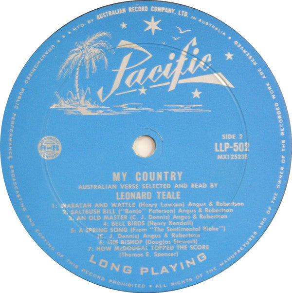 Leonard Teale : My Country (Australian Verse Selected And Read By Leonard Teale) (LP)