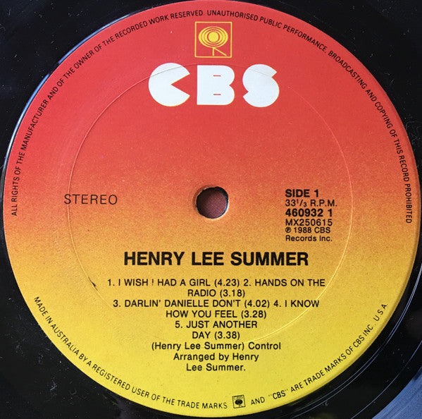 Henry Lee Summer : Henry Lee Summer (LP, Album)