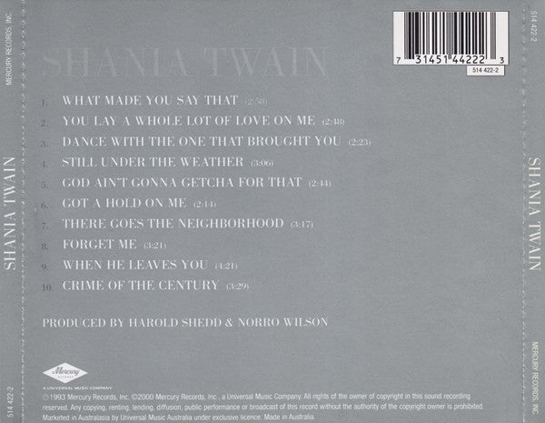 Shania Twain : Shania Twain (CD, Album, RE)