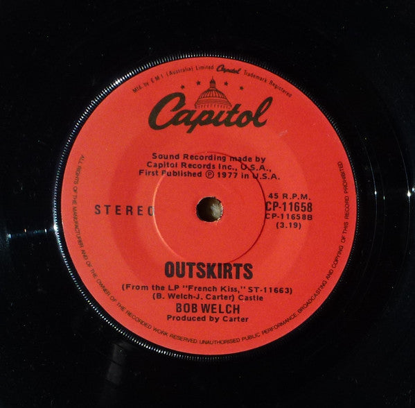 Bob Welch : Ebony Eyes (7", Single)