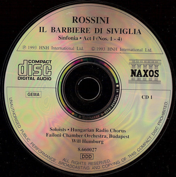 Rossini* - Servile*, Ganassi*, Vargas*, Romero*, Hungarian Radio Chorus*, Failoni Chamber Orchestra, Budapest, Will Humburg : Il Barbiere Di Siviglia = The Barber Of Seville = Der Barbier Von Sevilla (3xCD, Album)