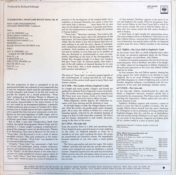 Pyotr Ilyich Tchaikovsky - Leonard Bernstein, New York Philharmonic : Swan Lake Ballet Suite (LP, Album)