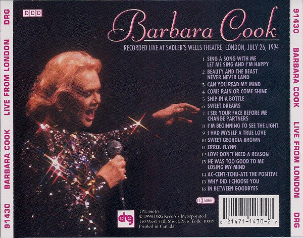 Barbara Cook : Live From London (CD, Album)