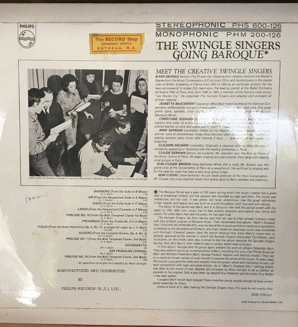 Les Swingle Singers : Going Baroque (LP, Album, Mono)