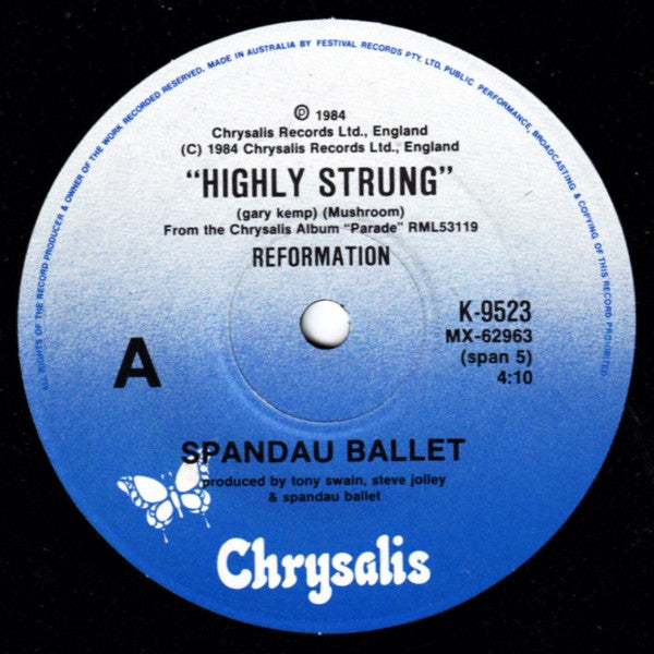 Spandau Ballet : Highly Strung (7", Single)