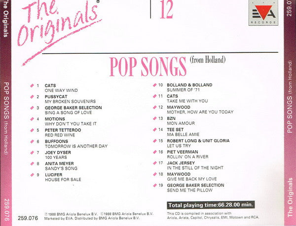 Various : The Originals - 12 - Pop Songs (From Holland) (CD, Comp)