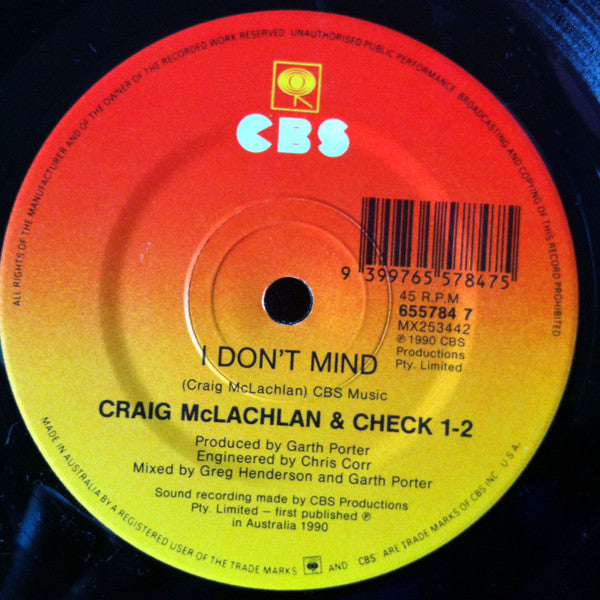 Craig McLachlan And Check 1-2* : Mona (7", Single)