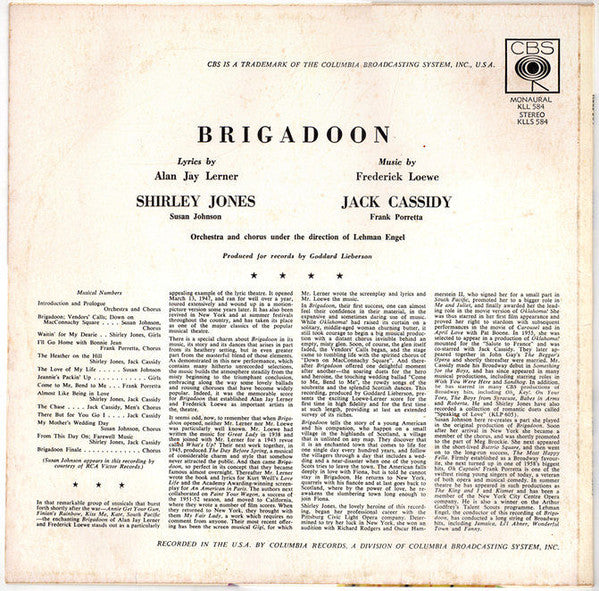 Shirley Jones (2) • Jack Cassidy • Susan Johnson (4) • Frank Porretta : Brigadoon (LP, Album)