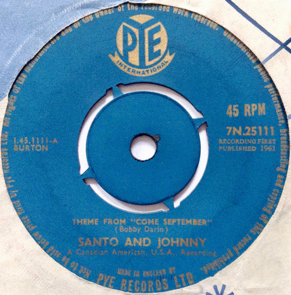 Santo & Johnny : Theme From "Come September" (7", Single)