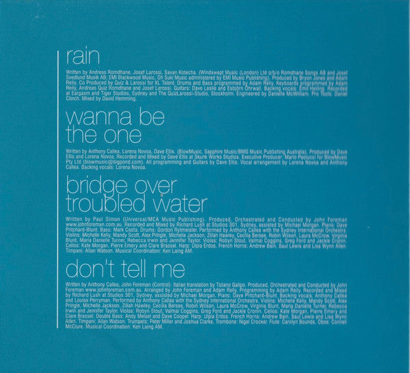 Anthony Callea : Rain // Bridge Over Troubled Water (2xCD, Single, Ltd)