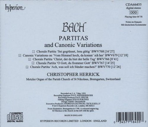 Johann Sebastian Bach - Christopher Herrick : Partitas & Canonic Variations (CD, Album)