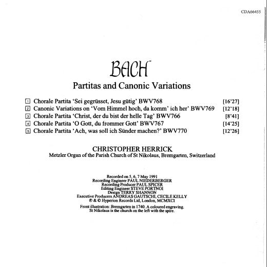 Johann Sebastian Bach - Christopher Herrick : Partitas & Canonic Variations (CD, Album)