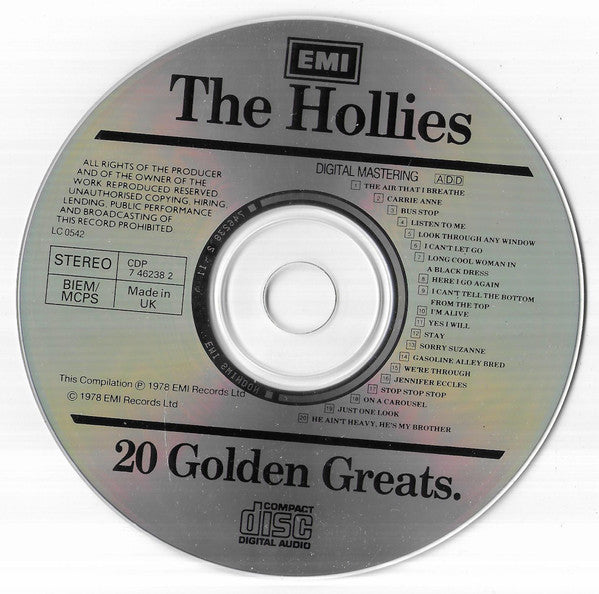 The Hollies : 20 Golden Greats (CD, Comp, RE, RM)