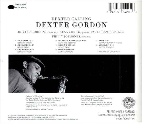 Dexter Gordon : Dexter Calling . . . (CD, Album, RE, RM)