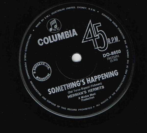 Herman's Hermits : Something's Happening  / It's Nice To Be Out In The Morning (7", Single)