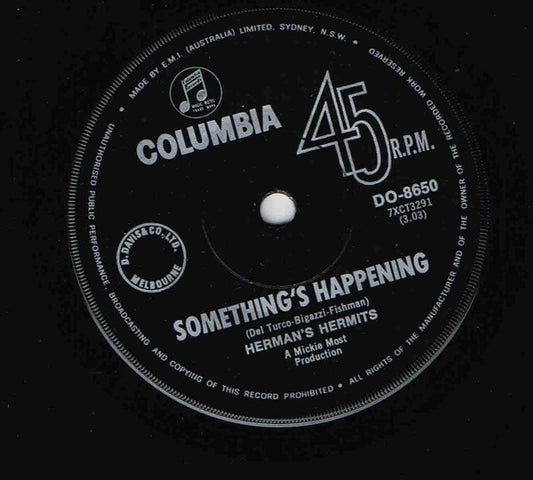 Herman's Hermits : Something's Happening  / It's Nice To Be Out In The Morning (7", Single)